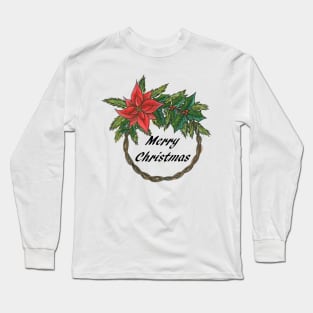 Christmas Wreath with flower Long Sleeve T-Shirt